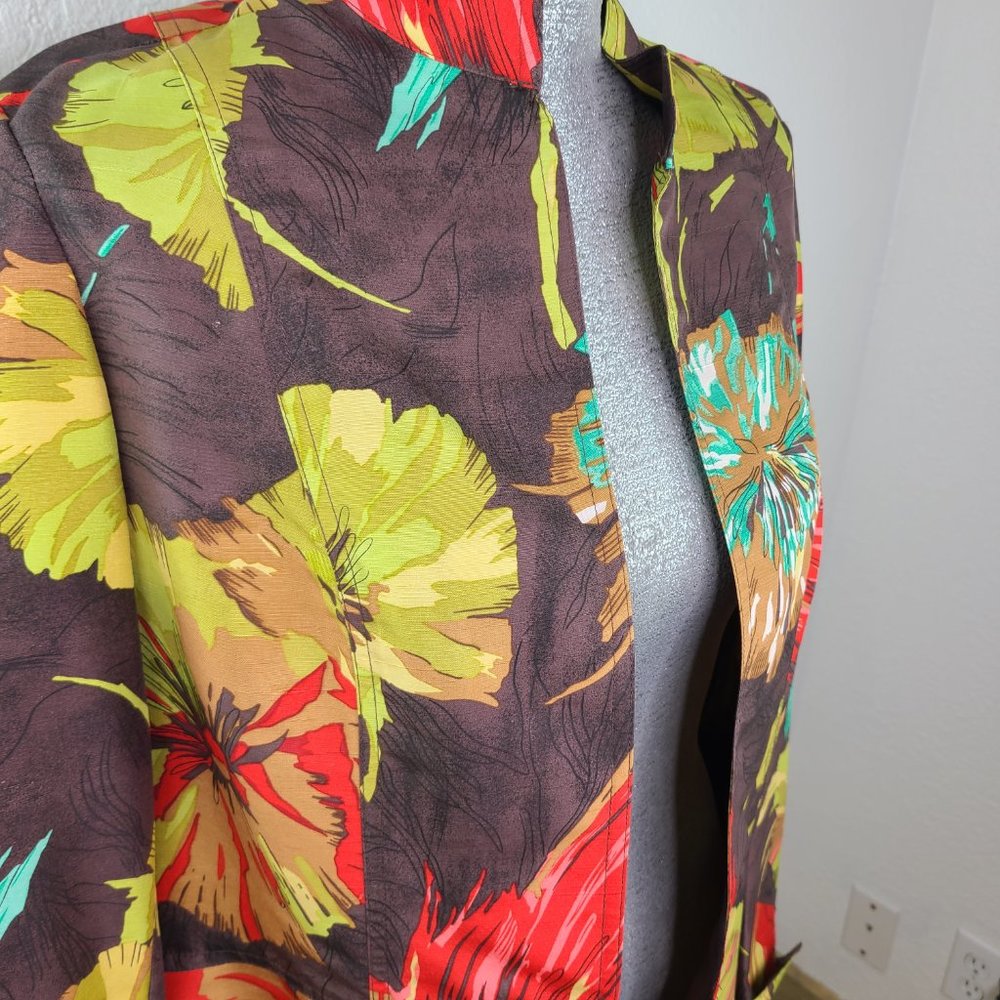 Coldwater Creek Silk Floral Jacket Blazer Medium - Picture 4 of 7